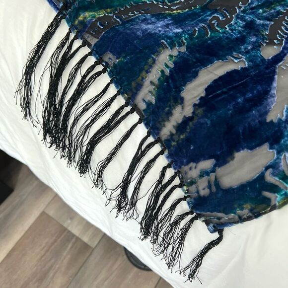 Chico's Velvet and silk Blue and Green Scarf - Picture 4 of 4